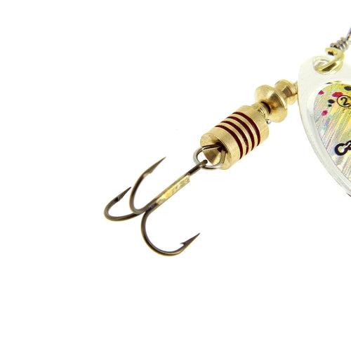 A photo of the Ponga #2 fishing spinner - Rainbow in use