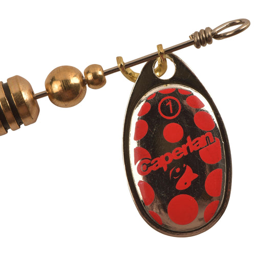 A photo of the Weta #1 Fishing Spinner - Silver Red in use