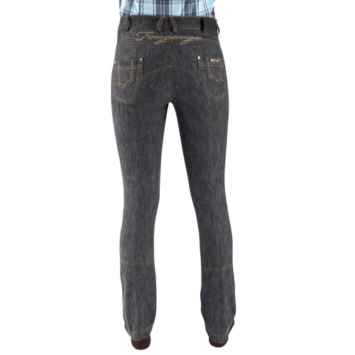 A photo of the Fouganza Straight-Leg Horse Riding Jeans Women's in use