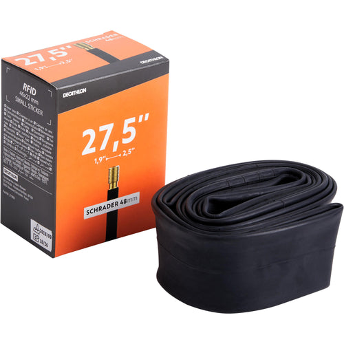 A photo of the Btwin Schrader Inner Tube 27.5 x 1.9-2.5 x 48mm in use