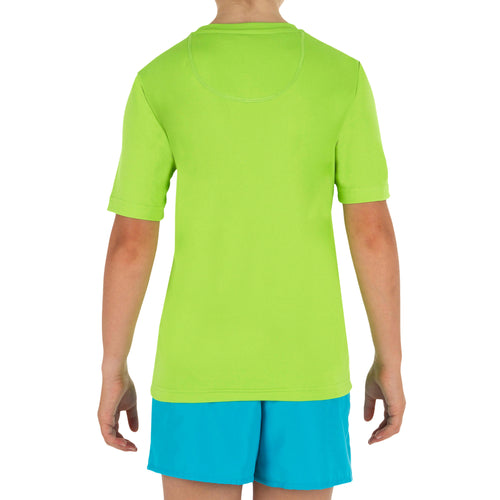A photo of the Short Sleeved UV Rash Guard Surfing T-Shirt Kids' in use