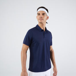 Men's Short-Sleeved Tennis Polo Shirt Essential - Navy, Image of