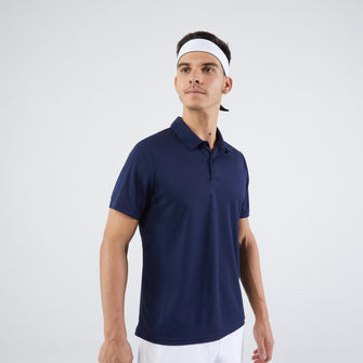 Men's Short-Sleeved Tennis Polo Shirt Essential - Navy, Image of