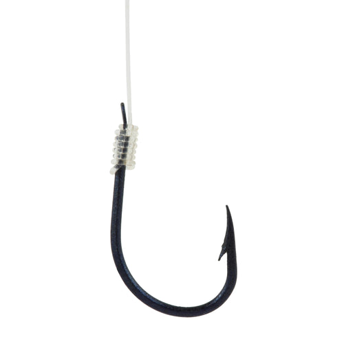 A photo of the BLUE REVERSED spade-end hooks to line for sea fishing in use