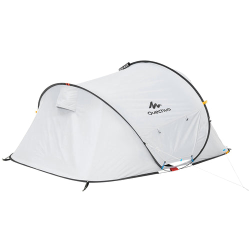 A photo of the Quechua Camping Tent 2 Seconds - 2-Person - Fresh & Black in use