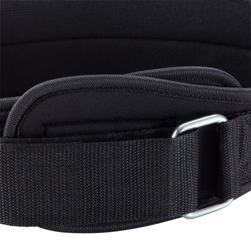 A photo of the Domyos Polyester Weight Training Lumbar Belt in use