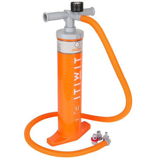 Itiwit Kayak & Camping Double Action Hand Pump w Gauge Max 8PSI, fluoresent orange Image 3 of 3