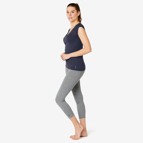 A photo of the Nyamba 500 Pilates and Gentle Gym Slim-Fit T-Shirt Women's in use