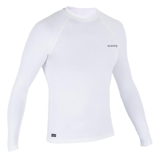 Olaian 100 Rashguard UV Protection UPF 50+ Long Sleeve T-Shirt Men, snow white Image 5 of 5