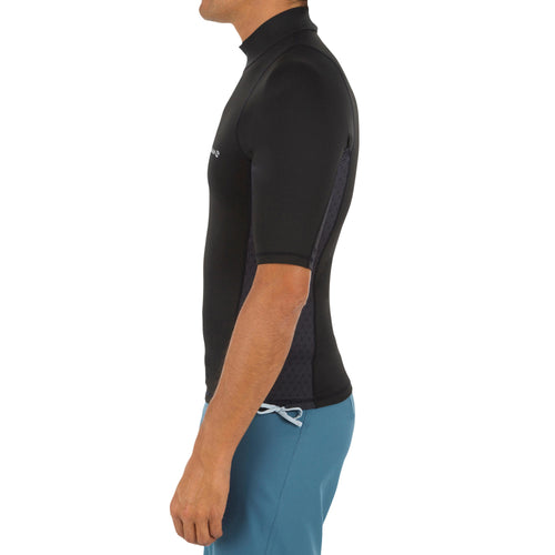 A photo of the Short-Sleeved UV Rash Guard Surfing T-Shirt Men's in use