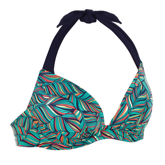 Olaian Elena Push-Up Swimsuit Top with Fixed Padded Cups Women's, blue/green Image 5 of 8