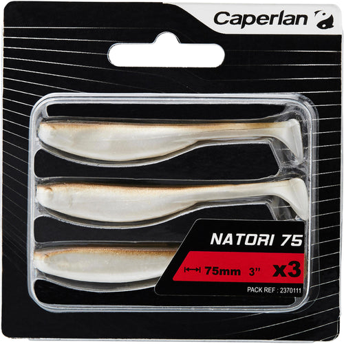 A photo of the Lure Soft Lure Natori Natural 3" 3-Pack in use
