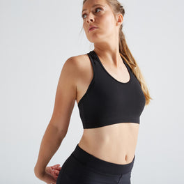 Light Support Fitness Bra 100 - Black, Image of