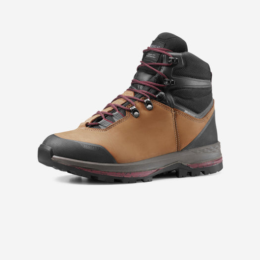 Forclaz Trek 100 Flexible Leather Hiking Boots Women's, prune Image 5 of 5