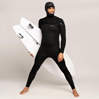 Olaian 900Stretch Neoprene Surfing Full Hooded Wetsuit Chest zip 5 4mm Men, Image of