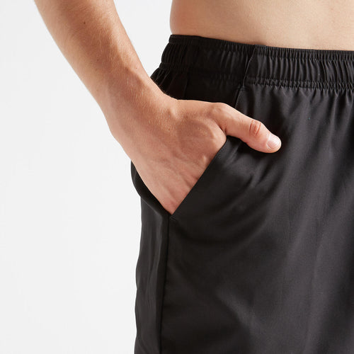 A photo of the Men's Breathable Breathable Fitness Shorts - Black in use