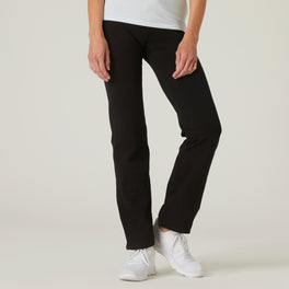 Women's Straight-Cut Fitness Leggings Fit+ 500 - Black, Image of