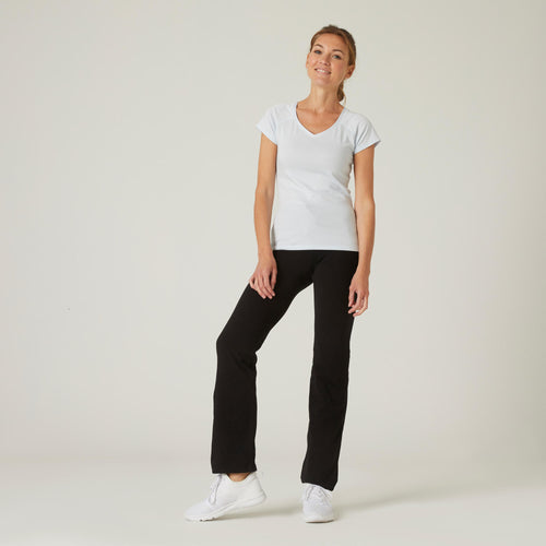 A photo of the Women's Straight-Cut Fitness Leggings Fit+ 500 - Black in use