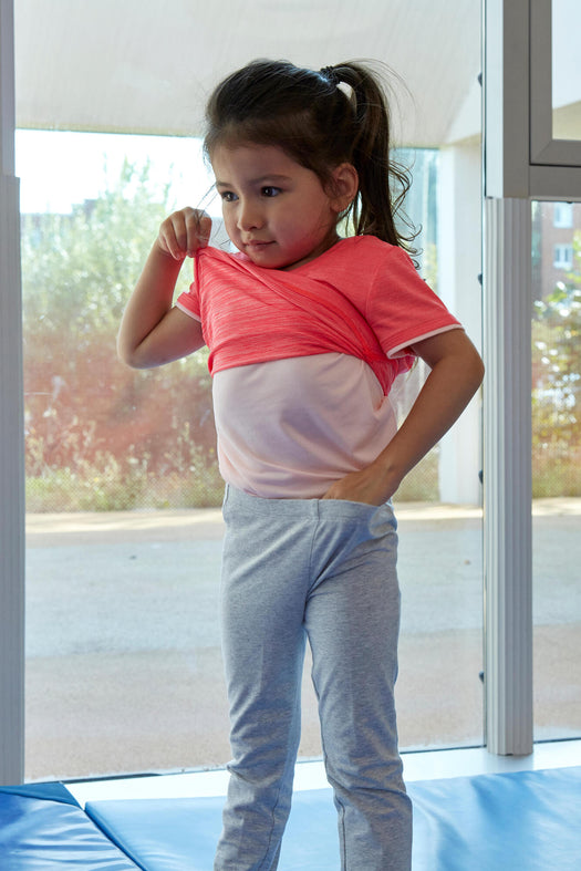 Domyos S500 Short-Sleeved T-Shirt Babies', fluoresent light peach Image 1 of 3
