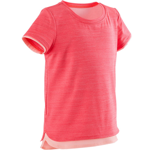 Domyos S500 Short-Sleeved T-Shirt Babies', fluoresent light peach Image 3 of 3