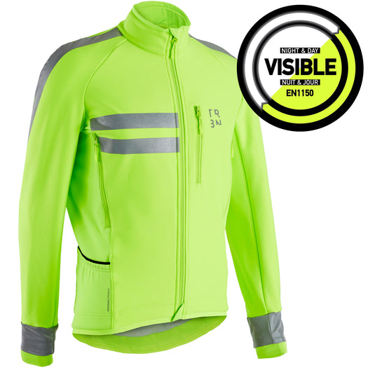 Triban RC500 Cycling EN1150 Visible Winter Jacket Men's, fluoresent yellow green Image 5 of 5