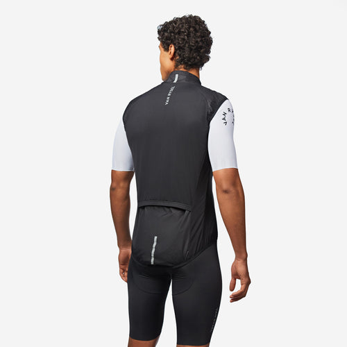 A photo of the Van Rysel Men's Ultralight Cycling Wind Vest in use