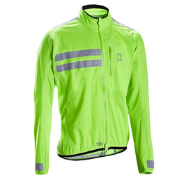 Triban RC500 High-Visibility Showerproof Cycling Jacket Men's, Image of
