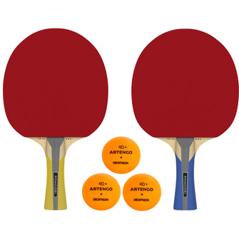 Pongori Table Tennis Set of 2 TTR 100 Paddles and 3 TTB 100* 40+ Balls, Image of