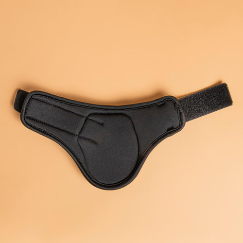 A photo of the Fetlock Boots for Horses 500 Twin-Pack - Black in use