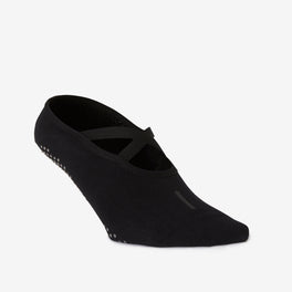 Women's Non-Slip Cotton Ballet Fitness Socks 500 - Black, Image of