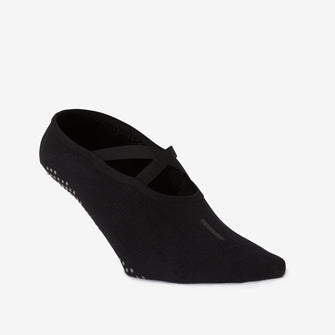 Women's Non-Slip Cotton Ballet Fitness Socks 500 - Black, Image of