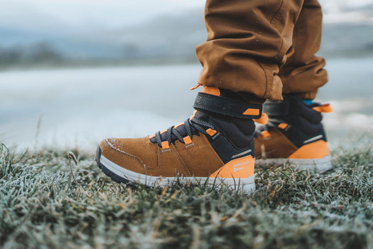 Children's warm waterproof hiking boots - SH500 leather Velcro - size 7 - 2, orange Image 1 of 5
