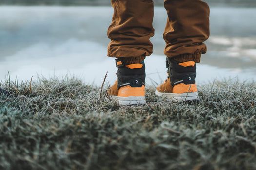 Children's warm waterproof hiking boots - SH500 leather Velcro - size 7 - 2, orange Image 2 of 5