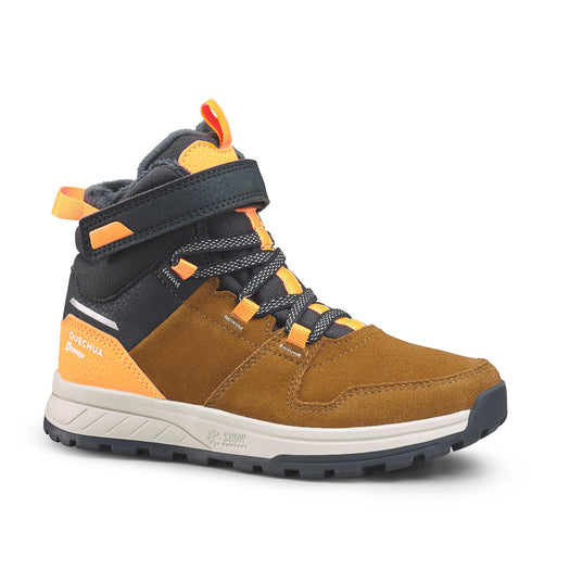 Children's warm waterproof hiking boots - SH500 leather Velcro - size 7 - 2, orange Image 5 of 5