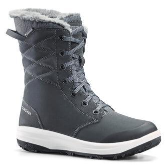 Women's warm and waterproof leather hiking boots - SH900 high-top, Image of