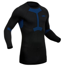 Men's Seamless Ski Base Layer Top BL 580 I-Soft – Black Blue, Image of