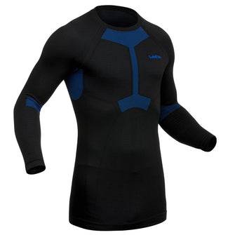 Men's Seamless Ski Base Layer Top BL 580 I-Soft – Black Blue, Image of