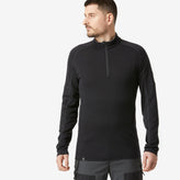 Simond Men's Mountain Backpacking Merino Wool Long-Sleeved T-Shirt with zip collar - MT500, Image of