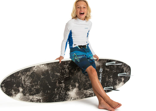 Long UV Rash Guard Surf Top Kids', black Image 1 of 4