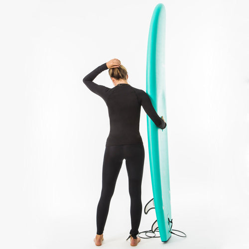 A photo of the Olaian 100 Rashguard UV Protection UPF 50+ Full Legging Women in use
