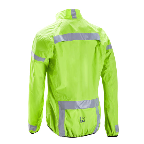 A photo of the Triban RC120 Visible Road Cycling Jacket Men's in use