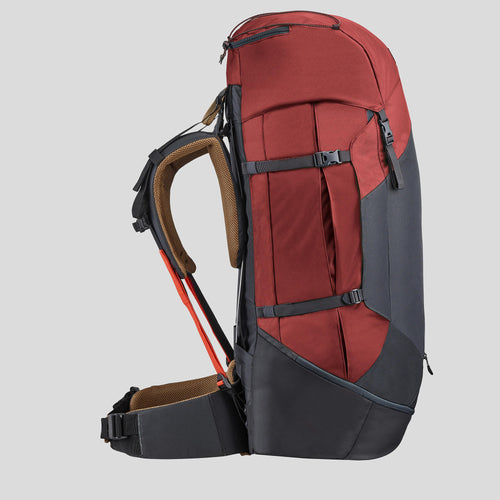 A photo of the Forclaz Men's MT100 Easyfit 70 L Backpacking Backpack in use