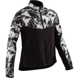Girls' Light Breathable Gym Jacket W500 - Black Print, Image of