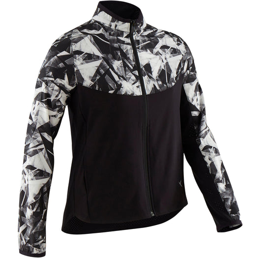 Girls' Light Breathable Gym Jacket W500 - Black Print, black Image 5 of 5