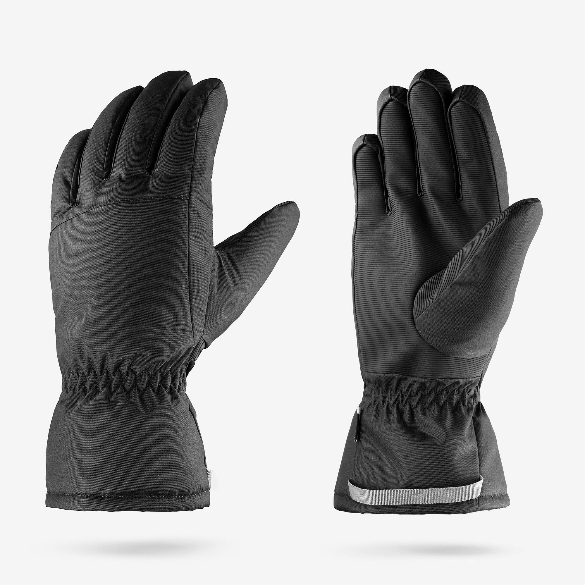 wedze ski handschuhe Wedze Adult 100 Waterproof Ski Gloves Smoked Black / 3XL