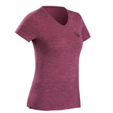 Women's Travel Backpacking Merino Wool Short-Sleeved T-Shirt Travel 500 - beige, Image of