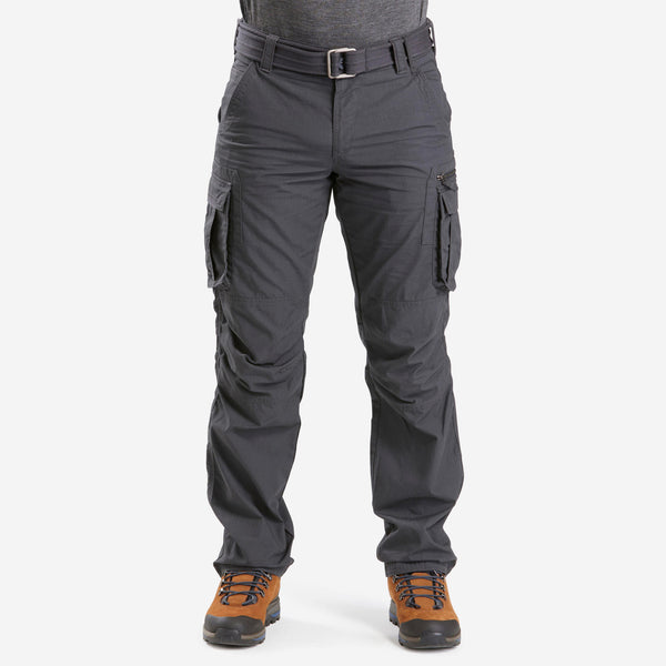 Forclaz Men s Travel Backpacking Cargo Pants TRAVEL 100 Grey Decathlon