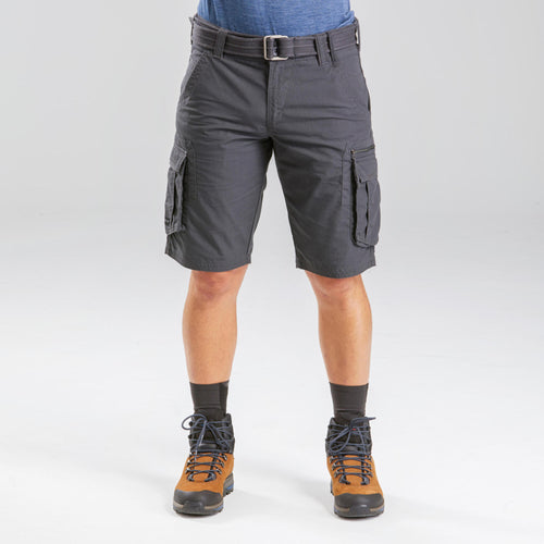 A photo of the Men's Travel Backpacking Cargo Shorts - TRAVEL 100 - Grey in use