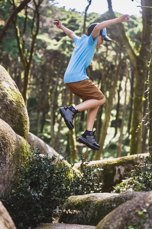 Kids' Waterproof Mountain Walking Boots 10-6 MH500 Blue Grey, navy blue Image 3 of 5