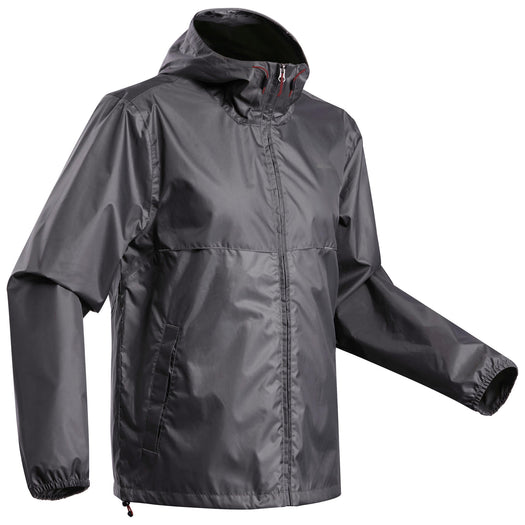 Quechua Men's Raincut Zip Windproof and Water-repellent Jacket, black Image 4 of 4